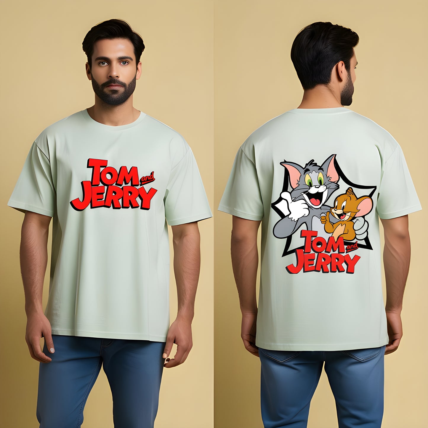 {ANT} TOM AND JERRY Oversize Printed Tshirt 100% Cotton and Premium Quality Size-L